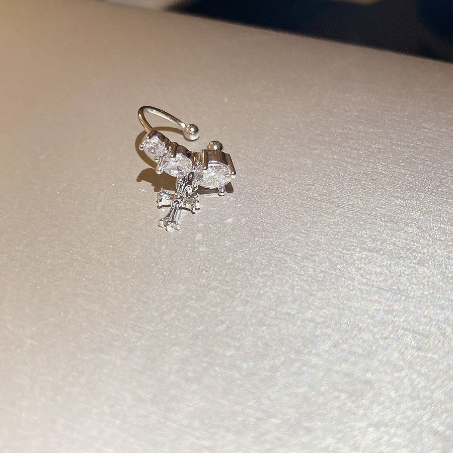 爆閃鋯石幾何無耳洞耳夾甜酷風精致小巧耳骨夾輕奢高級感耳飾批發