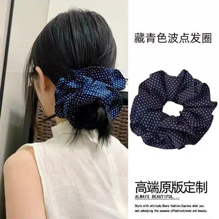波點蝴蝶結復古髮圈－商品主圖｜https://igowo.tw/