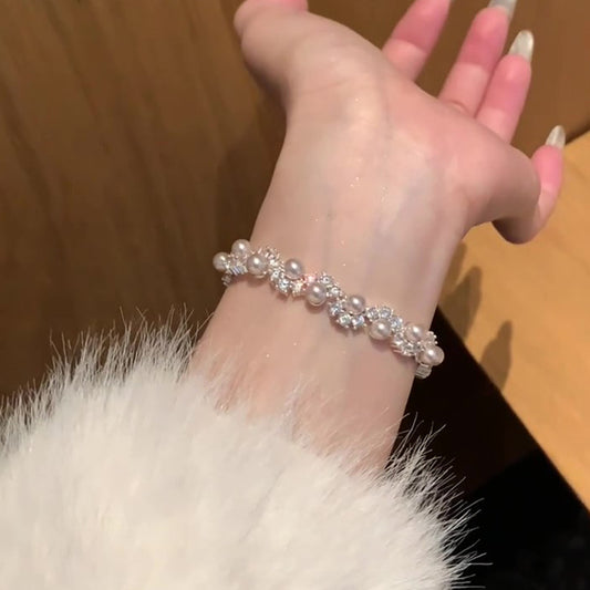 鋯石不規則珍珠手鏈法式輕奢高級感手環優雅高貴氣質時尚百搭手飾