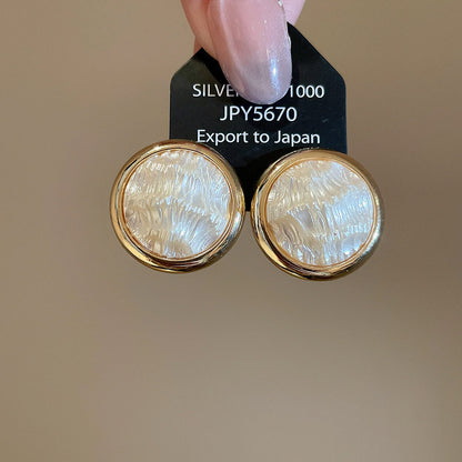 金色珍珠愛心電鍍耳釘