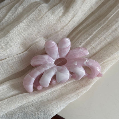 花朵復古髮夾－水墨菊花抓-咖色款細節｜https://igowo.tw/