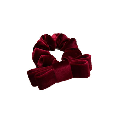 絨面蝴蝶結大腸圈髮圈－入祿藍款細節｜https://igowo.tw/