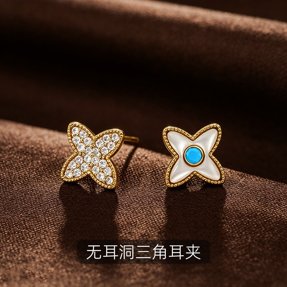 珍珠花朵免耳洞耳夾－細節特寫14｜https://igowo.tw/