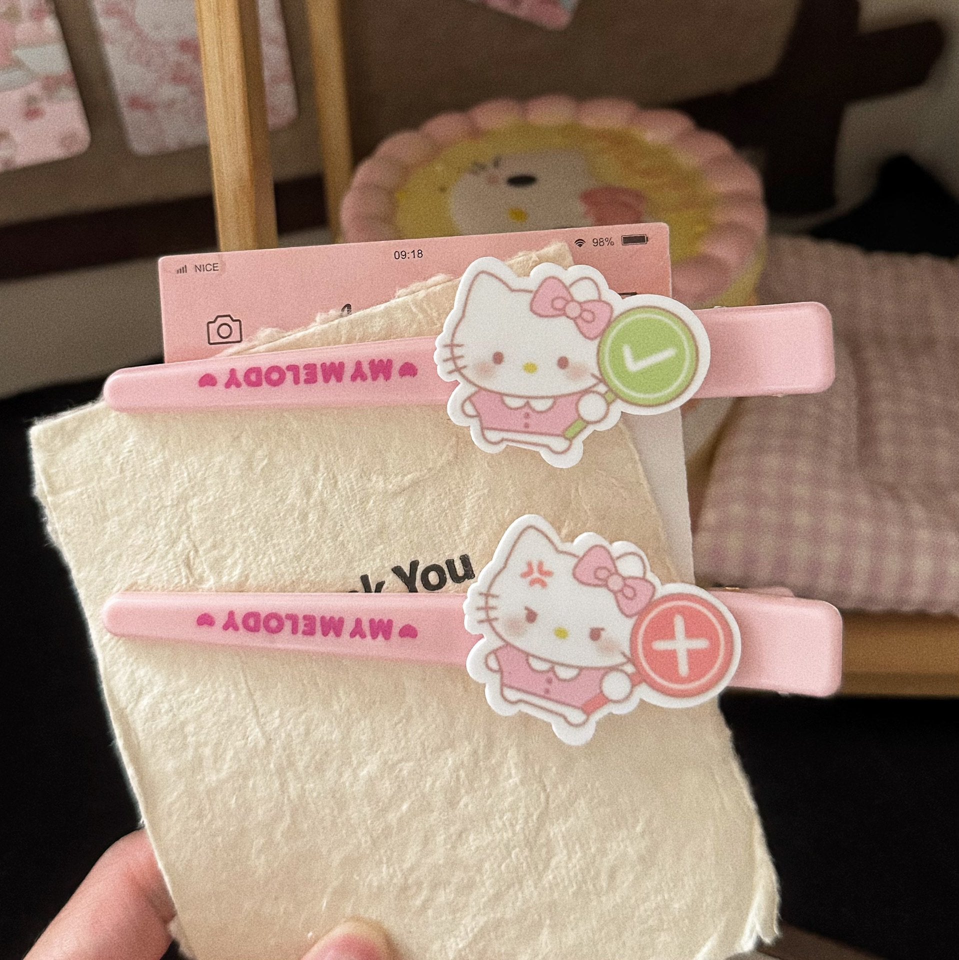 粉色貓咪卡通髮夾－商品主圖｜https://igowo.tw/