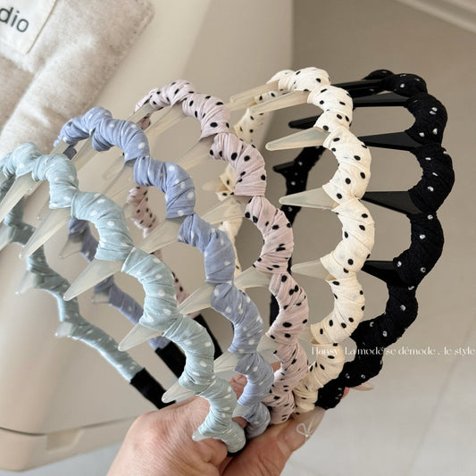 布面波點纏繞髮箍－商品主圖｜https://igowo.tw/