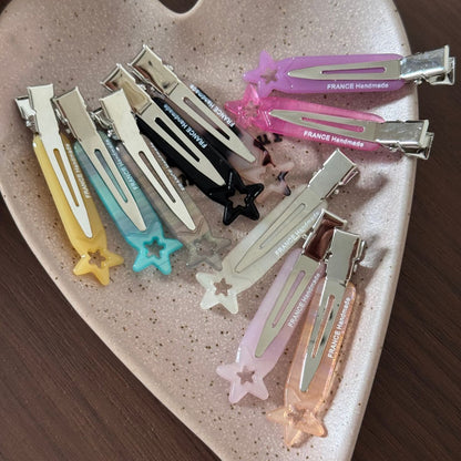 彩色醋酸板材星星髮夾－細節特寫1｜https://igowo.tw/