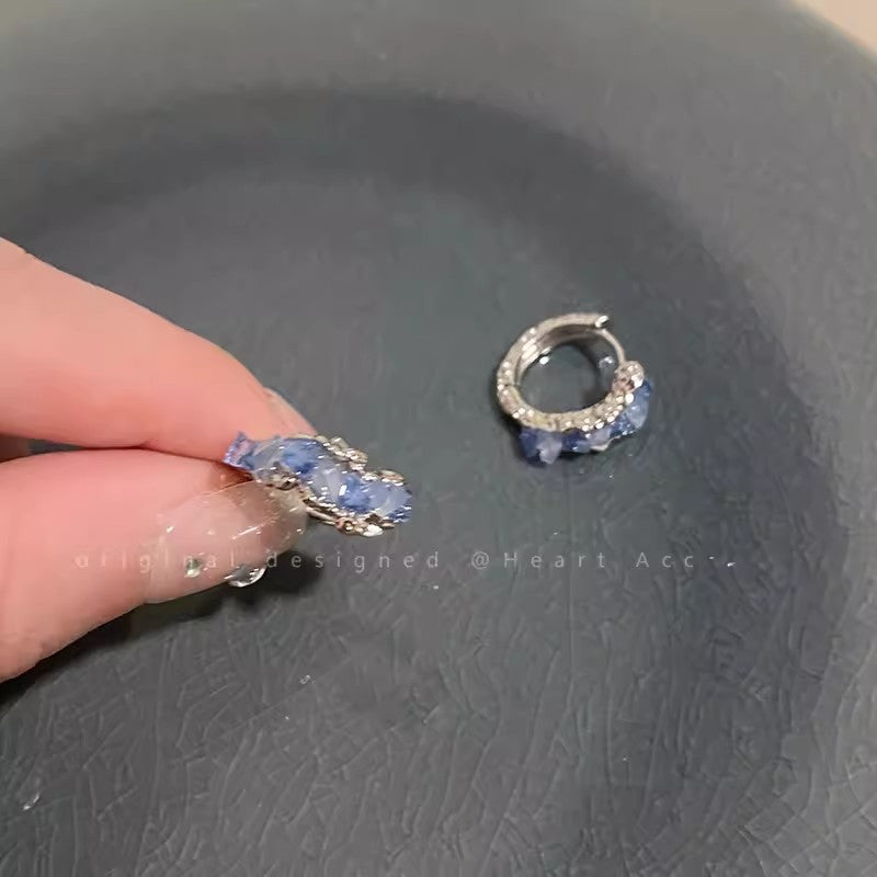 藍色仿水晶耳圈