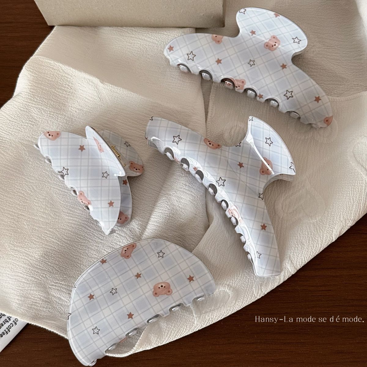 醋酸板材小熊鯊魚夾－商品主圖｜https://igowo.tw/