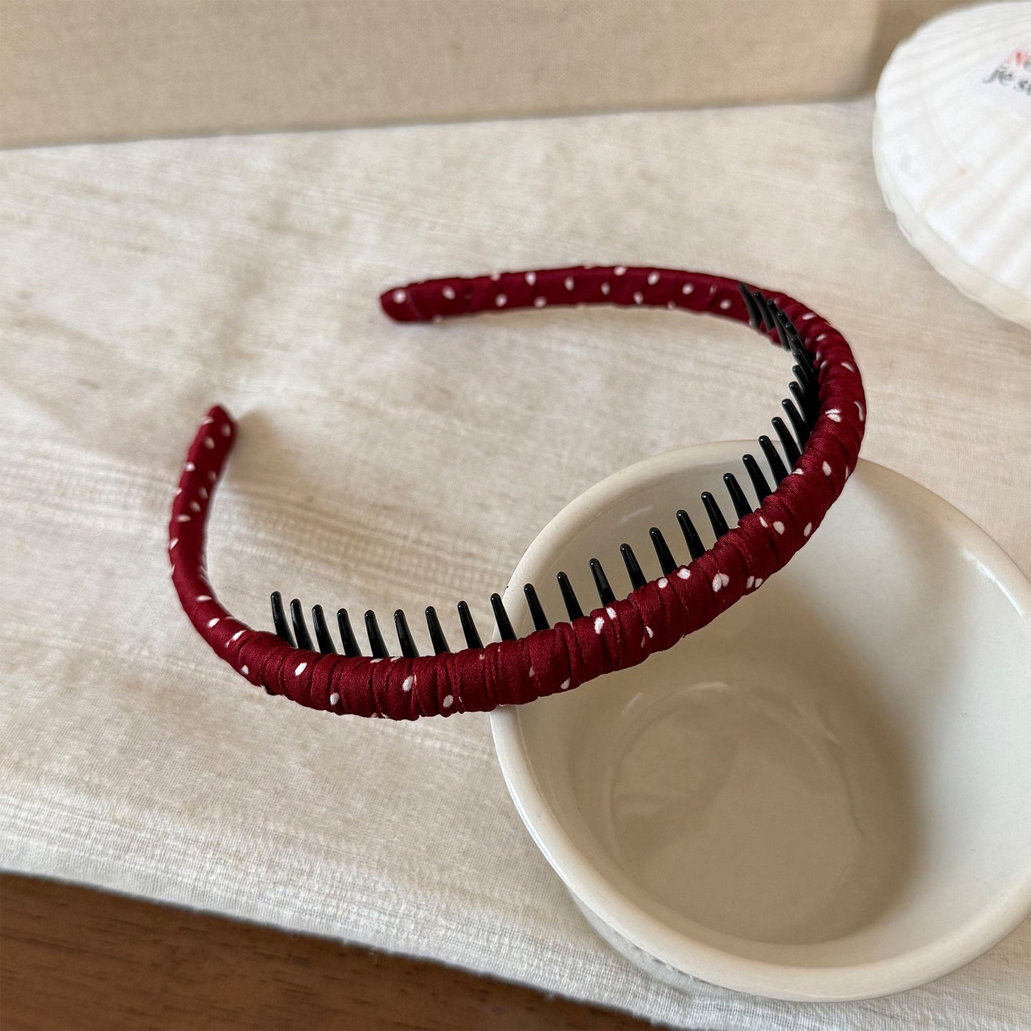 布面波點纏繞髮箍