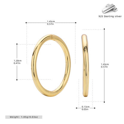 S925 耳環簡約光面多尺寸素圈耳飾個性小眾百搭飾品