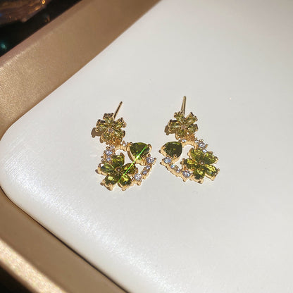 18k真金電鍍花朵水滴手鏈耳釘項鏈套裝時尚鎖骨鏈輕奢高級感飾品