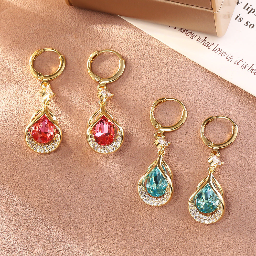 鋯石水滴簡約耳扣－商品主圖｜https://igowo.tw/