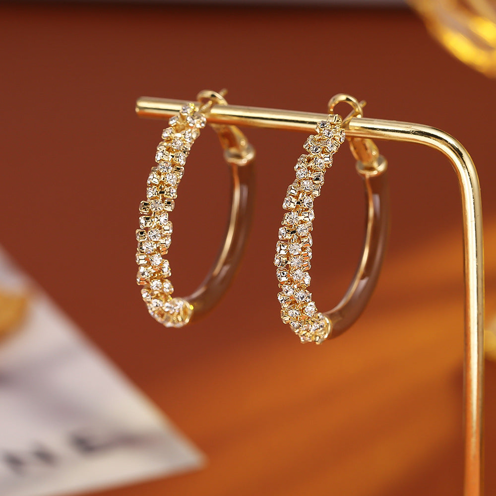 撞色琺瑯碎銀耳環