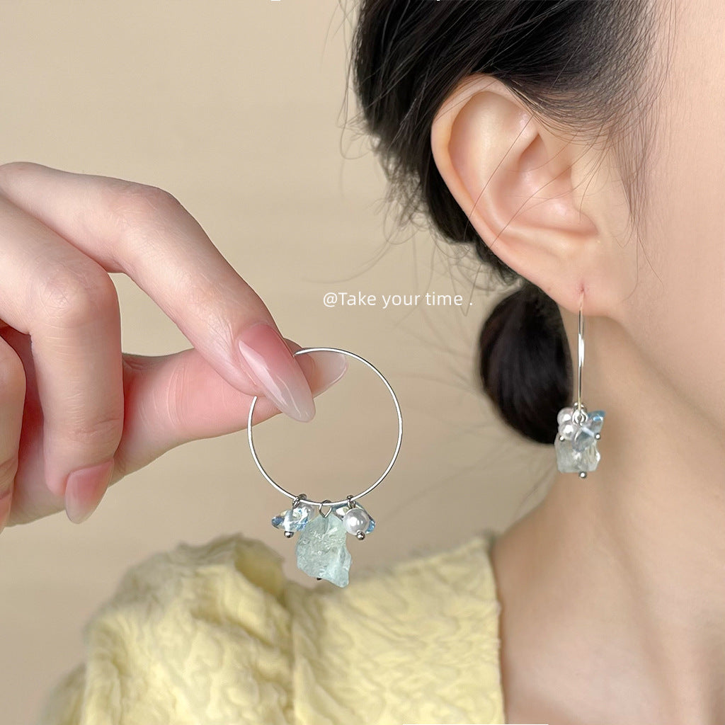 水晶天然石耳環－第二視角實拍｜https://igowo.tw/