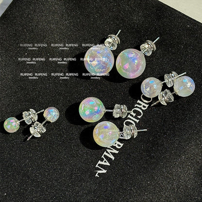 S925純銀針氣質炫彩人魚姬珍珠耳釘女經典百搭高級感個性耳環耳飾