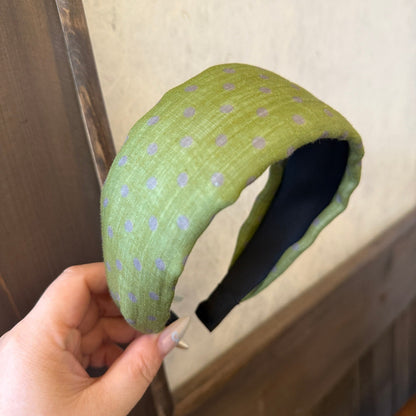 布面波點寬版髮箍