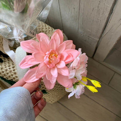 早春新款布藝花朵發夾清新甜美優雅田園風鴨嘴夾設計感小眾發飾女