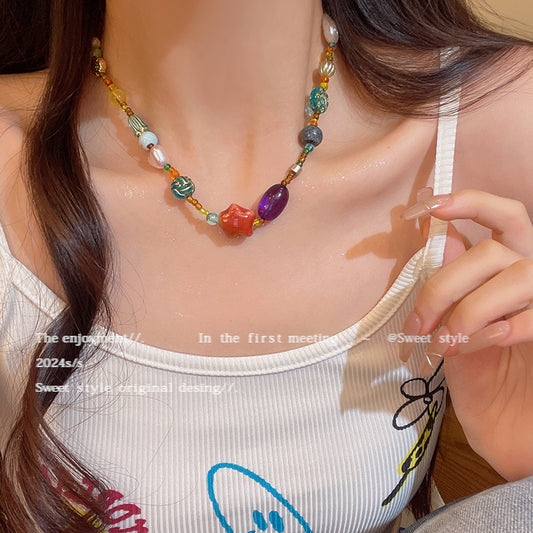 繽紛陶瓷串珠項鍊－商品主圖｜https://igowo.tw/