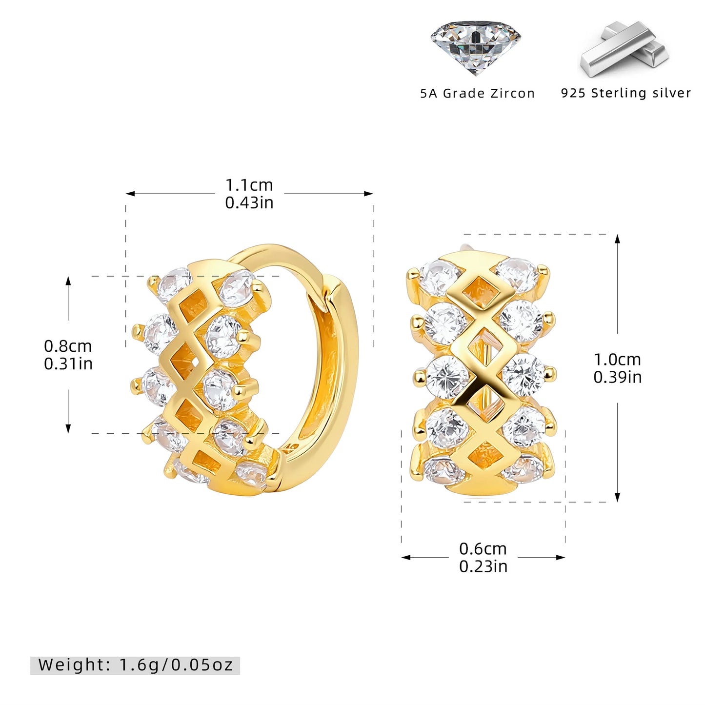 S925 耳環復古菱格鏤空鑲鋯耳飾輕奢小眾高級感飾品