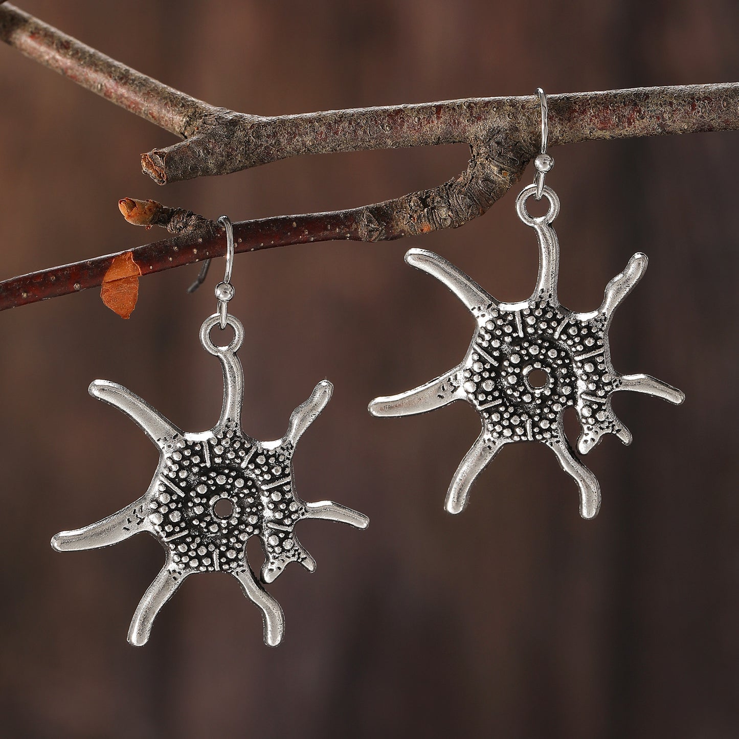 海星花朵復古做舊耳環
