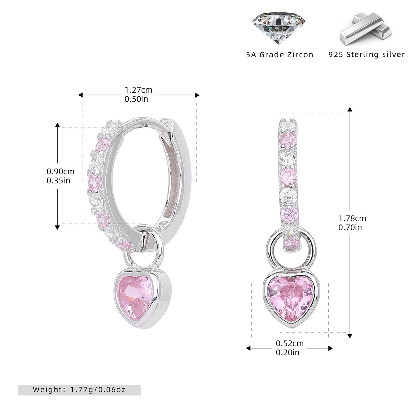 S925 耳環時尚簡約鑲鋯愛心耳墜輕奢小眾高級感飾品