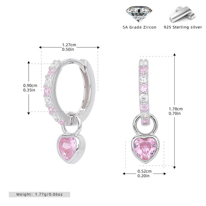 S925 耳環時尚簡約鑲鋯愛心耳墜輕奢小眾高級感飾品