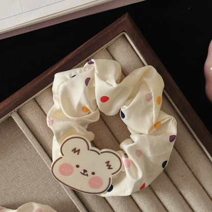 白色小熊波點髮圈