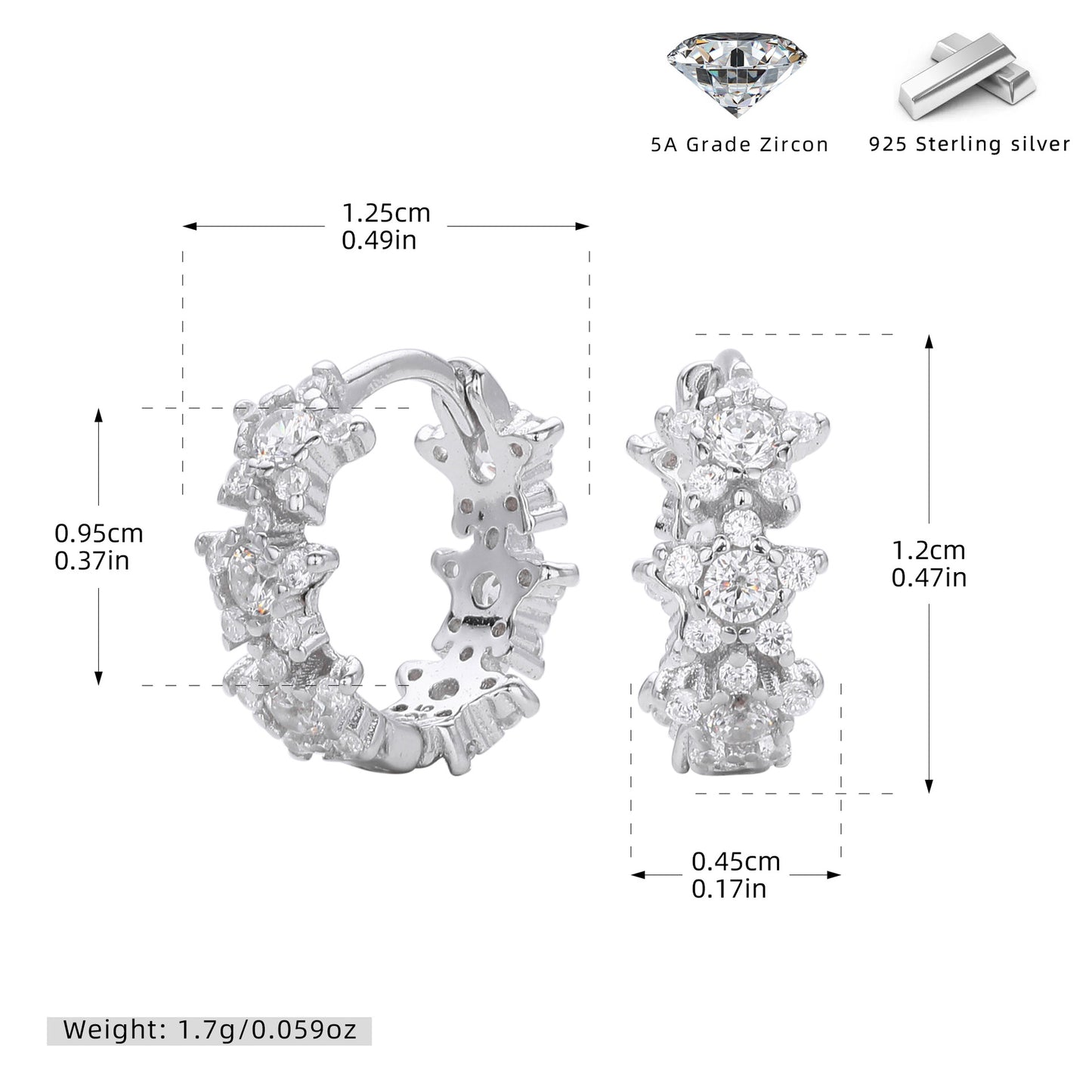 S925 歐美新款耳環INS風幾何鑲鋯五角星耳飾輕奢百搭飾品
