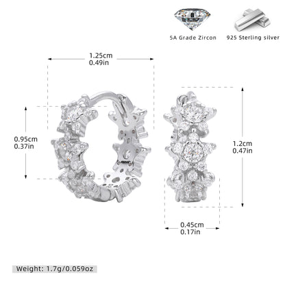 S925 歐美新款耳環INS風幾何鑲鋯五角星耳飾輕奢百搭飾品