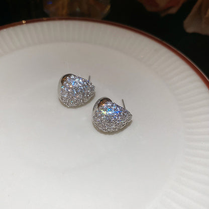 銀針鋯石水滴豆豆耳釘女小眾精致時尚設計耳環輕奢高級感耳飾批發