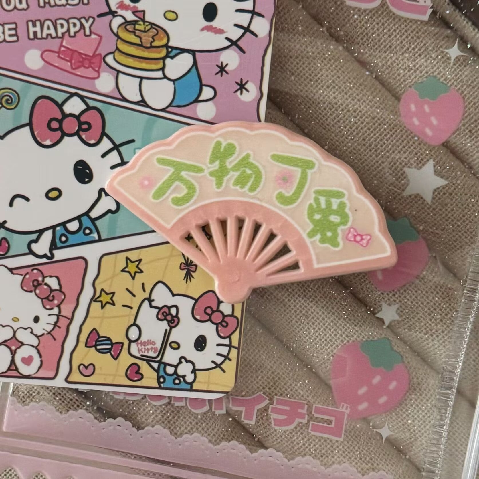 扇形文字髮夾－紫色扇子髮夾款細節1｜https://igowo.tw/