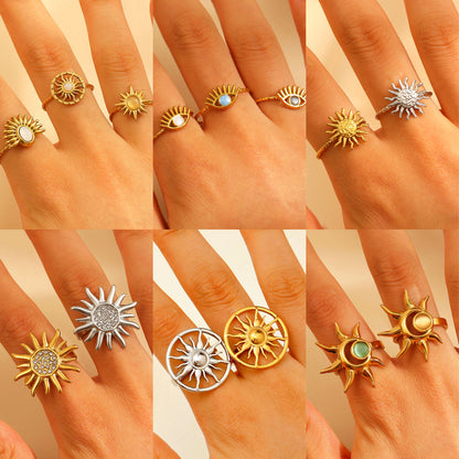 不鏽鋼太陽花戒指－商品主圖｜https://igowo.tw/