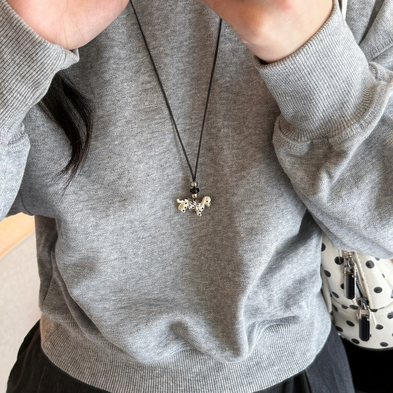 皮繩蝴蝶結墜飾項鍊