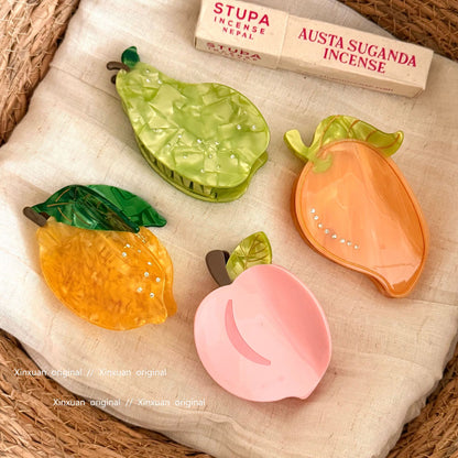 醋酸板材檸檬鯊魚夾－芒果款細節｜https://igowo.tw/