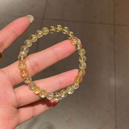 鋯石花朵淺黃水晶手串手鏈輕奢高級感小眾手環時尚簡約百搭手飾女