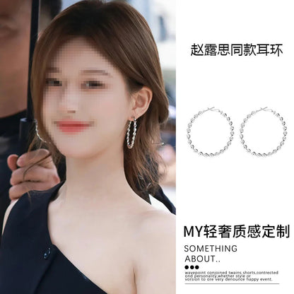 許我耀眼趙露思許妍同款豹紋圈圈耳環女款夸張大氣顯臉小耳圈耳飾