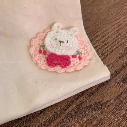 櫻桃卡通刺繡編織髮夾