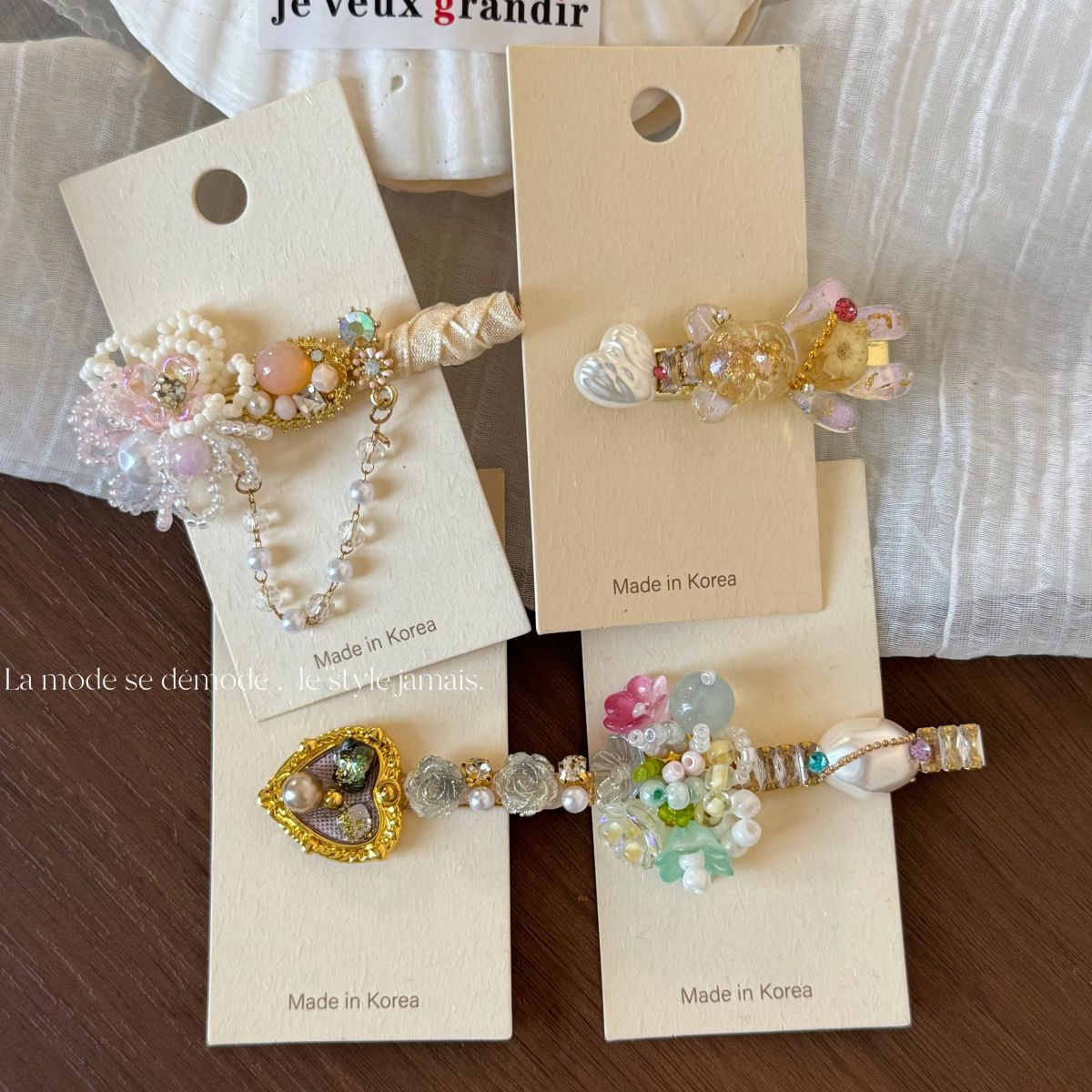 彩色鋯石花朵髮夾－第二視角實拍｜https://igowo.tw/