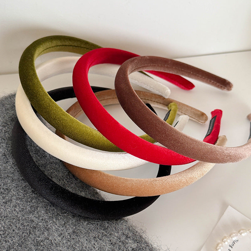 絨面復古髮箍－白色款實拍｜https://igowo.tw/