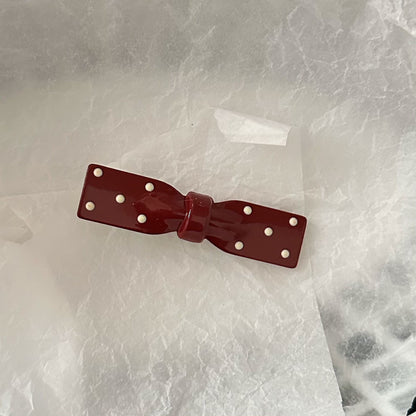 紅色波點蝴蝶結髮夾