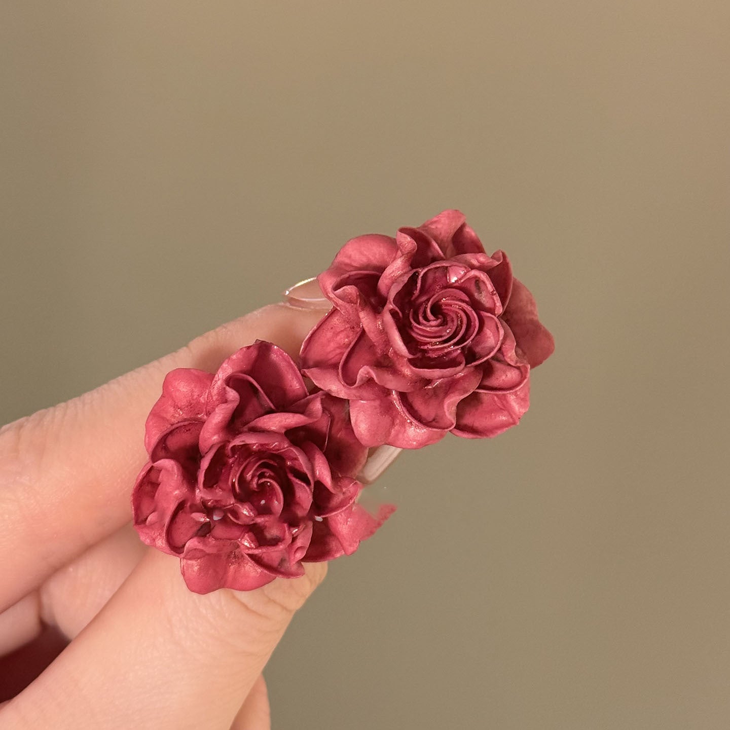 銀針樹脂玫瑰花朵耳釘優雅甜美氣質小眾日常耳環輕奢高級感耳飾女