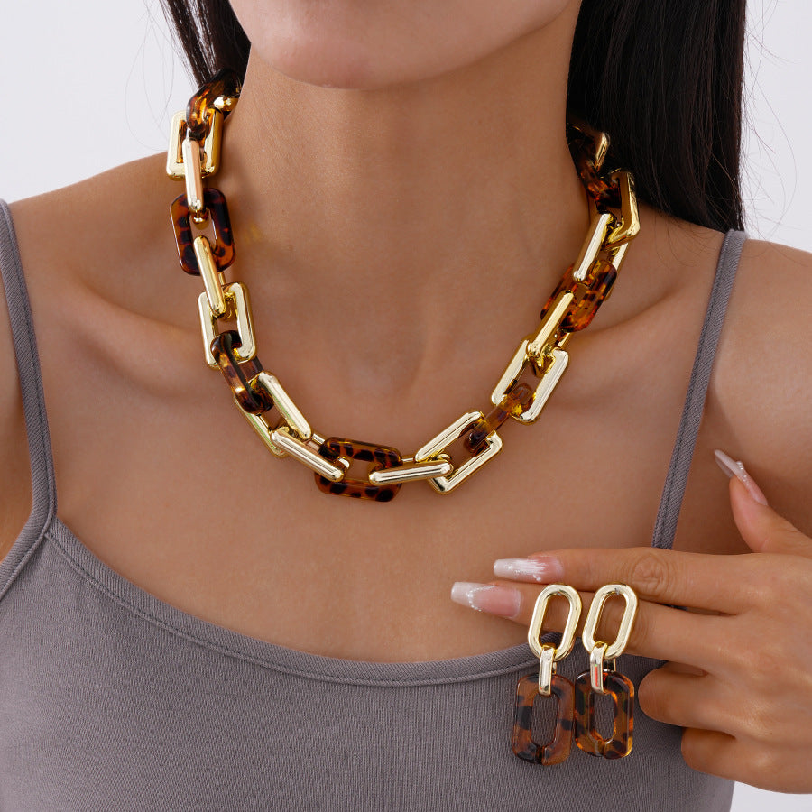 棕色鏈條項鍊套組－商品主圖｜https://igowo.tw/