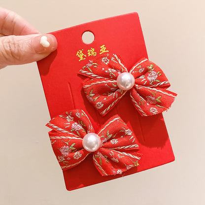 絨面蝴蝶結復古髮夾－細節特寫5｜https://igowo.tw/