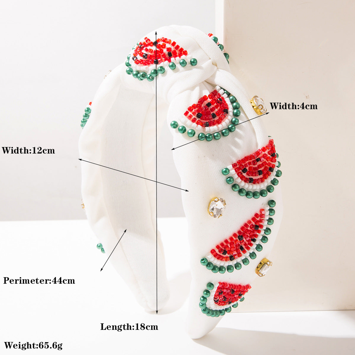 串珠蘋果西瓜鑲鑽髮箍－蘋果款實拍｜https://igowo.tw/