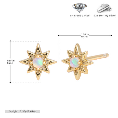 S925 新款耳釘時尚澳寶八芒星耳飾輕奢百搭小清新精致飾品