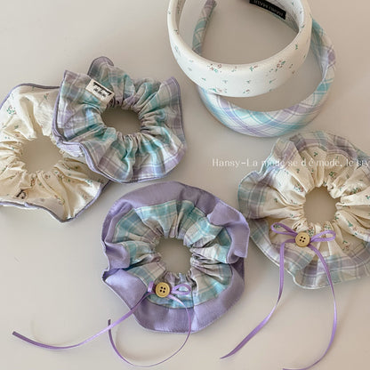 撞色格紋碎花髮圈－商品主圖｜https://igowo.tw/