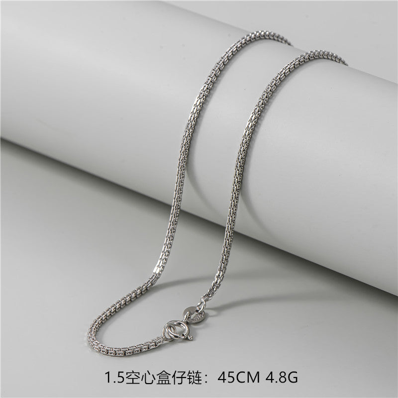 S925純銀鍍白金裸鏈配鏈簡約多款時髦個性45厘米鎖骨鏈銀飾