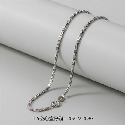 S925純銀鍍白金裸鏈配鏈簡約多款時髦個性45厘米鎖骨鏈銀飾