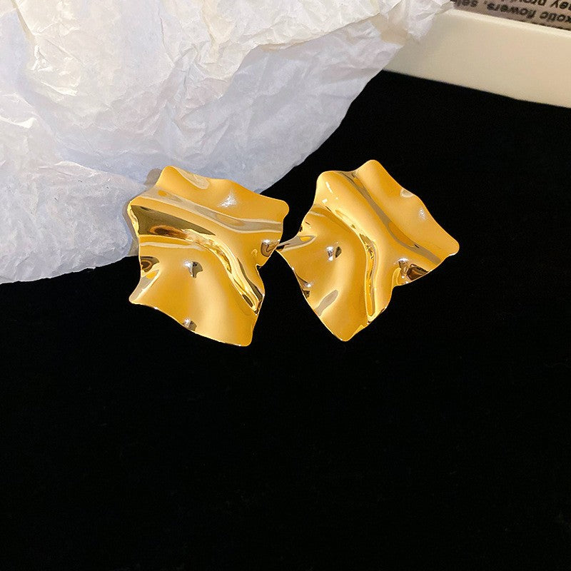 銀針金屬不規則耳釘歐美復古氣質日常通勤百搭耳環輕奢高級感耳飾