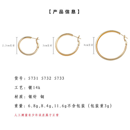 素圈磨砂耳環－銀色4CM左右款細節｜https://igowo.tw/
